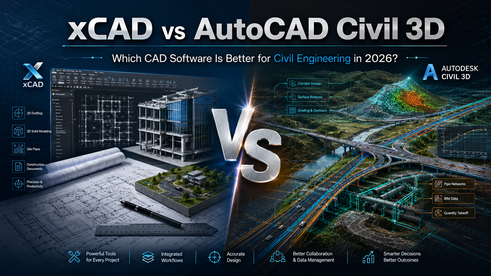 xCAD vs AutoCAD Civil 3D: A Complete Comparison for Civil Engineers