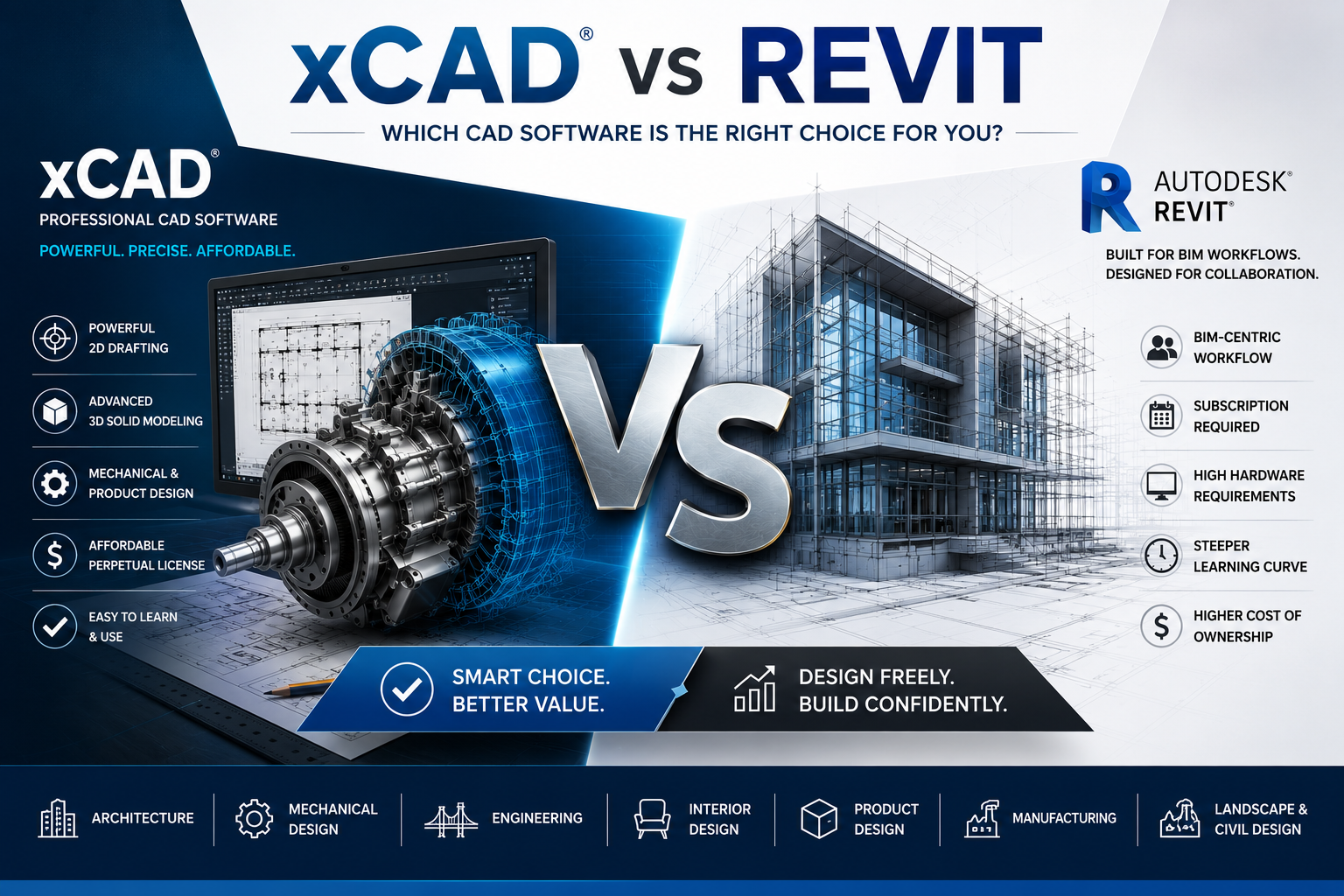 xCAD vs Autodesk Revit (2026): Why xCAD Is the Smarter Choice for Cost-Effective Professional Design