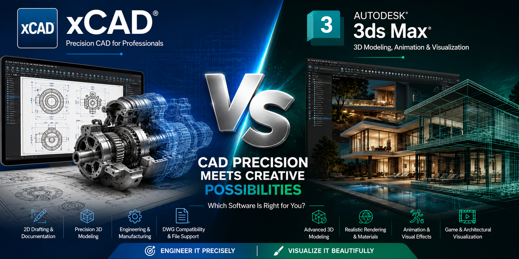xCAD vs Autodesk 3ds Max: Which 3D Design Software Is Right for You